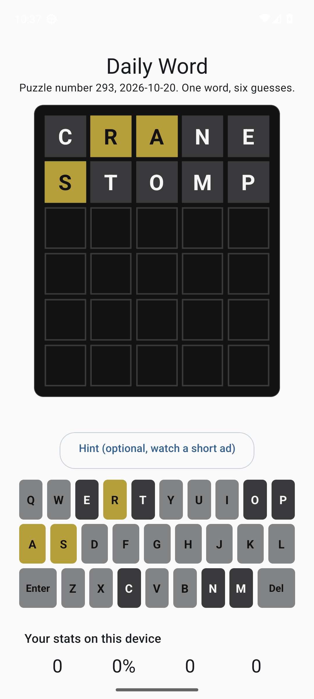 Daily Word gameplay screenshot