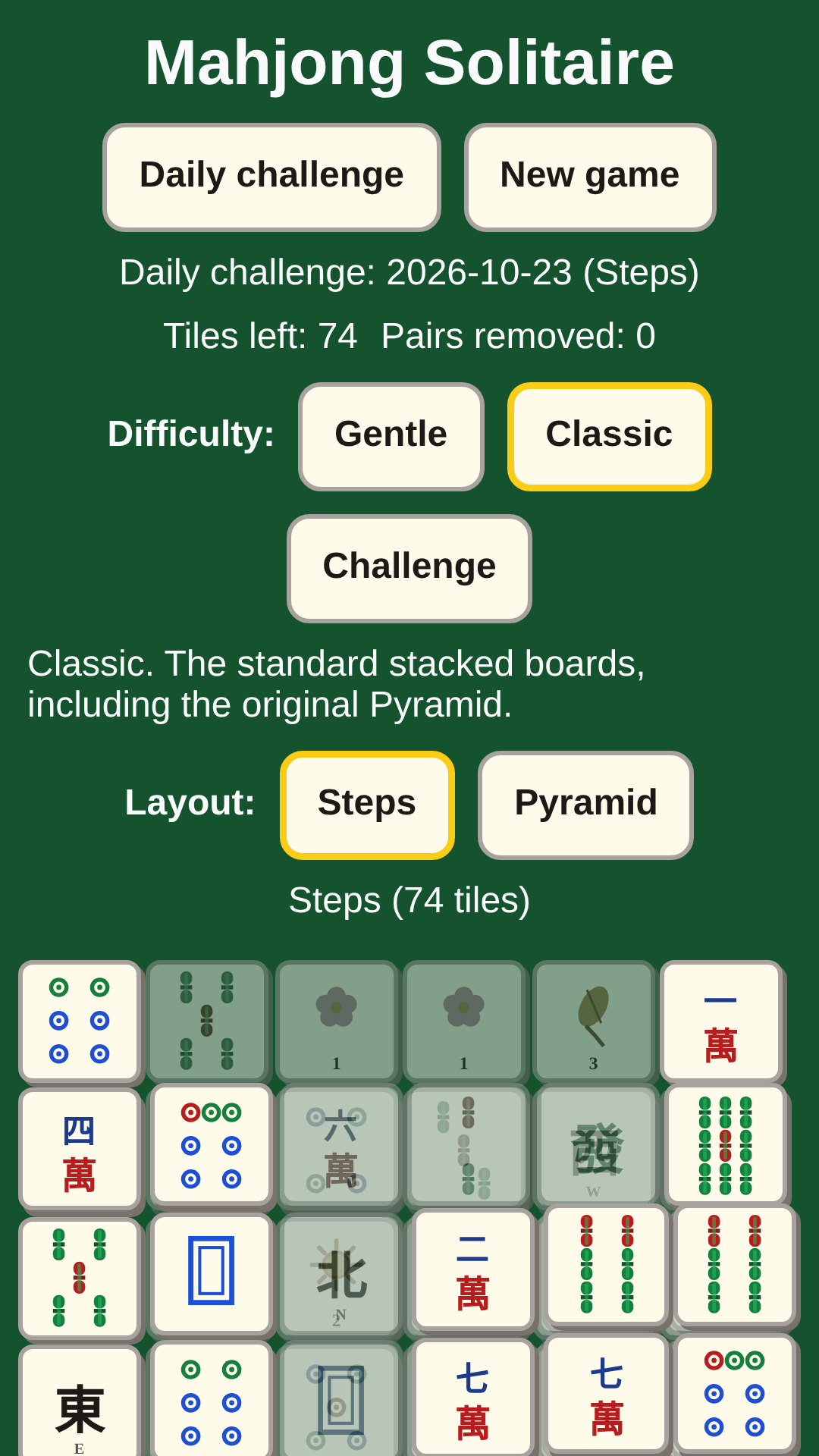 Mahjong Solitaire gameplay screenshot